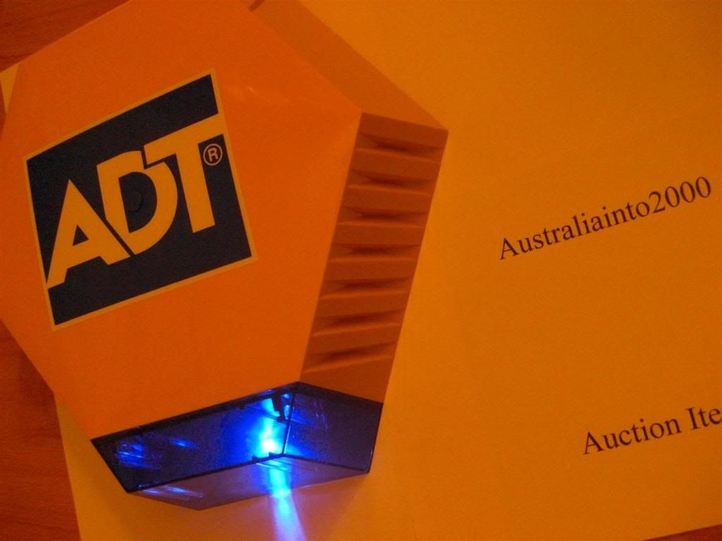 ADT ALARM BELL BOX DUMMY NEW 2 FLASHING BLUE LED LIGHTS